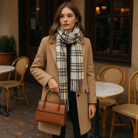 Heritage Plaid Scarf by Berkshire Handkerchief Co. – Classic Cream Check - Picture 4 of 9